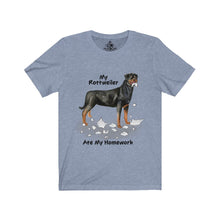 Load image into Gallery viewer, My Rottweiler Ate My Homework Unisex Jersey Short Sleeve Tee