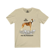 Load image into Gallery viewer, My Saluki Ate My Homework Unisex Jersey Short Sleeve Tee