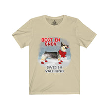 Load image into Gallery viewer, Swedish Vallhund Best In Snow Unisex Jersey Short Sleeve Tee