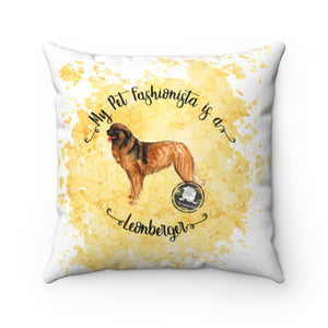 Leonberger Pet Fashionista Square Pillow