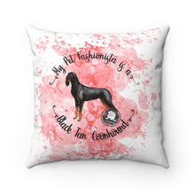 Load image into Gallery viewer, Black and Tan Coonhound Pet Fashionista Square Pillow