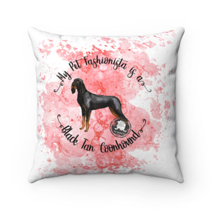 Black and Tan Coonhound Pet Fashionista Square Pillow