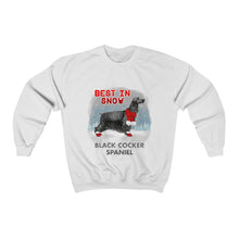 Load image into Gallery viewer, Black Cocker Spaniel Best In Snow Heavy Blend™ Crewneck Sweatshirt