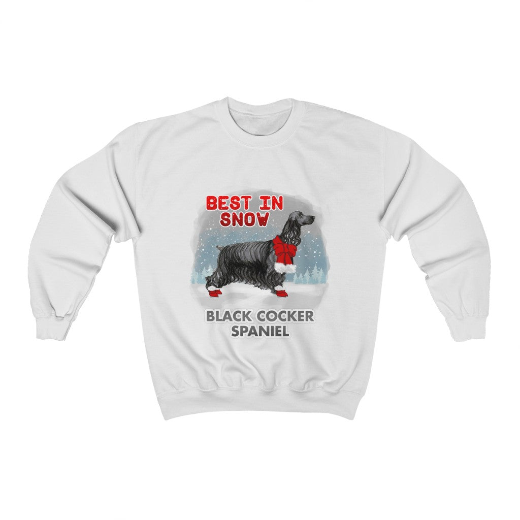 Black Cocker Spaniel Best In Snow Heavy Blend™ Crewneck Sweatshirt