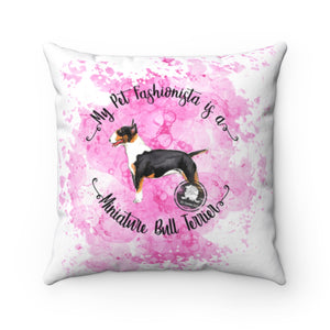 Miniature Bull Terrier Pet Fashionista Square Pillow