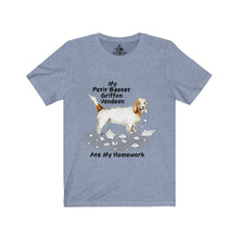 Load image into Gallery viewer, My Petit Basset Griffon Vendeen Ate My Homework Unisex Jersey Short Sleeve Tee