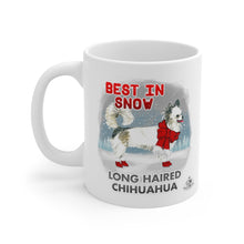 Load image into Gallery viewer, Long Haired Chihuahua Best In Snow Mug