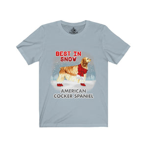 American Cocker Spaniel Best In Snow Unisex Jersey Short Sleeve Tee