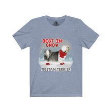 Load image into Gallery viewer, Tibetan Terrier Best In Snow Unisex Jersey Short Sleeve Tee