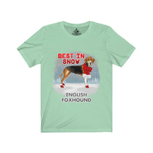 Load image into Gallery viewer, English Foxhound Best In Snow Unisex Jersey Short Sleeve Tee