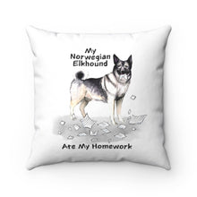 Load image into Gallery viewer, My Norwegian Elkhound Ate My Homework Square Pillow