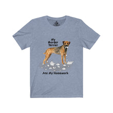 Load image into Gallery viewer, My Border Terrier Ate My Homework Unisex Jersey Short Sleeve Tee