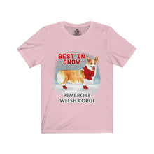 Load image into Gallery viewer, Pembroke Welsh Corgi Best In Snow Unisex Jersey Short Sleeve Tee