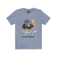 Load image into Gallery viewer, My Yorkshire Terrier Ate My Homework Unisex Jersey Short Sleeve Tee