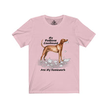 Load image into Gallery viewer, My Redbone Coonhound Ate My Homework Unisex Jersey Short Sleeve Tee