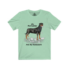 Load image into Gallery viewer, My Rottweiler Ate My Homework Unisex Jersey Short Sleeve Tee