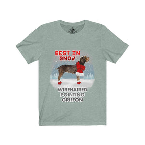 Wirehaired Pointing Griffon In Snow Unisex Jersey Short Sleeve Tee