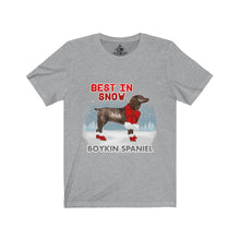 Load image into Gallery viewer, Boykin Spaniel Best In Snow Unisex Jersey Short Sleeve Tee