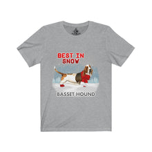 Load image into Gallery viewer, Basset Hound Best In Snow Unisex Jersey Short Sleeve Tee