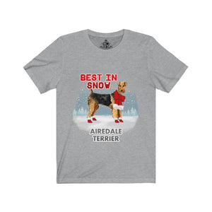 Airedale Terrier Best In Snow Unisex Jersey Short Sleeve Tee