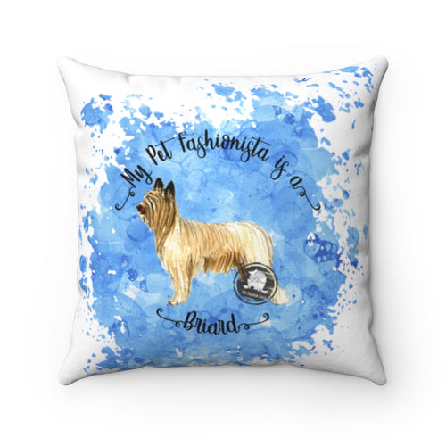 Briard Pet Fashionista Square Pillow