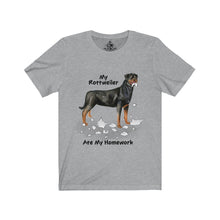 Load image into Gallery viewer, My Rottweiler Ate My Homework Unisex Jersey Short Sleeve Tee