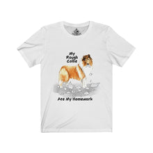 Load image into Gallery viewer, My Collie Rough Ate My Homework Unisex Jersey Short Sleeve Tee