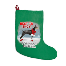 Load image into Gallery viewer, Doberman Pinscher Best In Snow Christmas Stockings