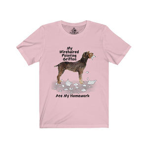My Wirehaired Pointing Griffon Ate My Homework Unisex Jersey Short Sleeve Tee