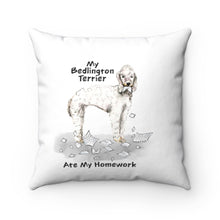Load image into Gallery viewer, My Bedlington Terrier Ate My Homework Square Pillow