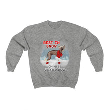 Load image into Gallery viewer, Chinese Crested Best In Snow Heavy Blend™ Crewneck Sweatshirt