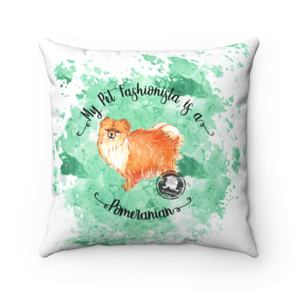 Pomeranian Pet Fashionista Square Pillow