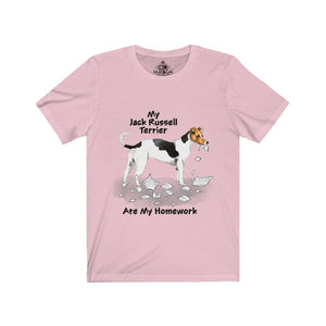 My Jack Russell Terrier Ate My Homework Unisex Jersey Short Sleeve Tee