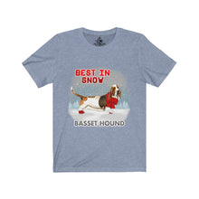 Load image into Gallery viewer, Basset Hound Best In Snow Unisex Jersey Short Sleeve Tee