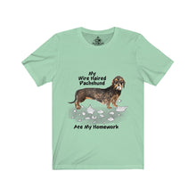 Load image into Gallery viewer, My Wire Haired Dachschund Ate My Homework Unisex Jersey Short Sleeve Tee