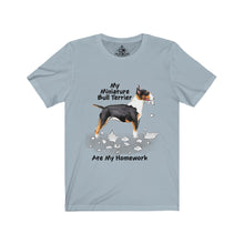 Load image into Gallery viewer, My Miniature Bull Terrier Ate My Homework Unisex Jersey Short Sleeve Tee