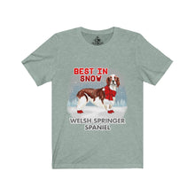 Load image into Gallery viewer, Welsh Springer Spaniel Best In Snow Unisex Jersey Short Sleeve Tee