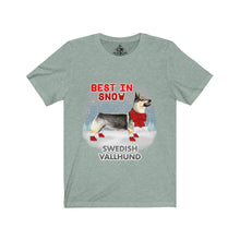 Load image into Gallery viewer, Swedish Vallhund Best In Snow Unisex Jersey Short Sleeve Tee