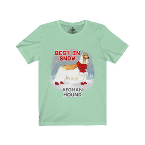 Afghan Hound Best In Snow Unisex Jersey Short Sleeve Tee