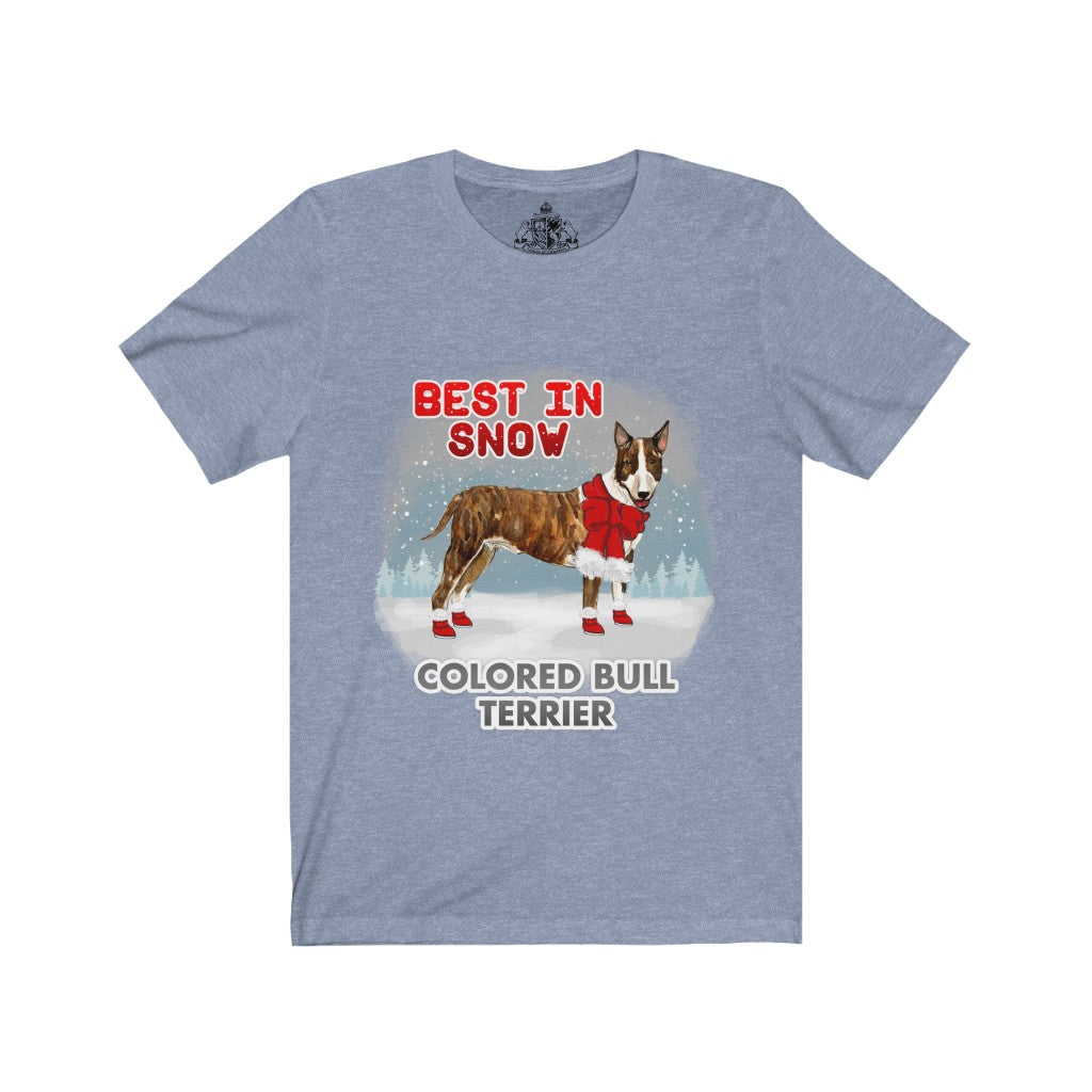 Colored Bull Terrier Best In Snow Unisex Jersey Short Sleeve Tee